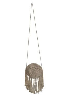 Boho Crochet Fringe Crossbody Bag - Cream